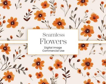 Fondo floral sin costuras estilo cottagecore otoñal, estampado de prado otoñal, papel digital para álbumes de recortes y diseño de sublimación