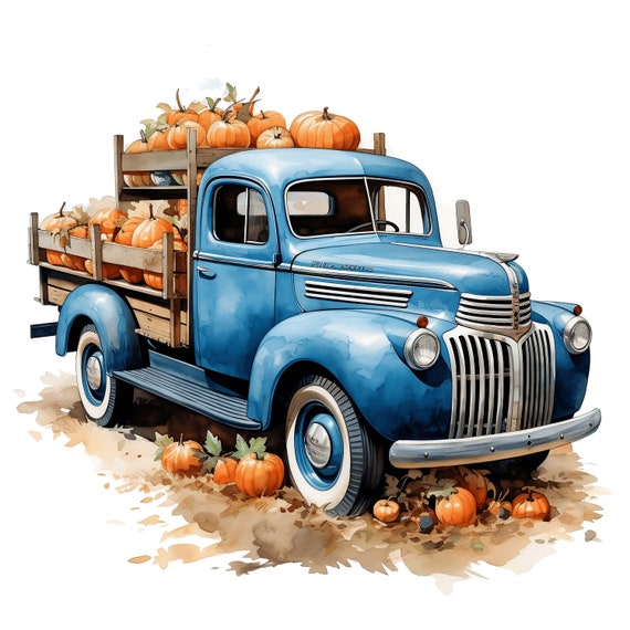Truck With Pumpkins Clipart | 10 High Quality JPG | Fall