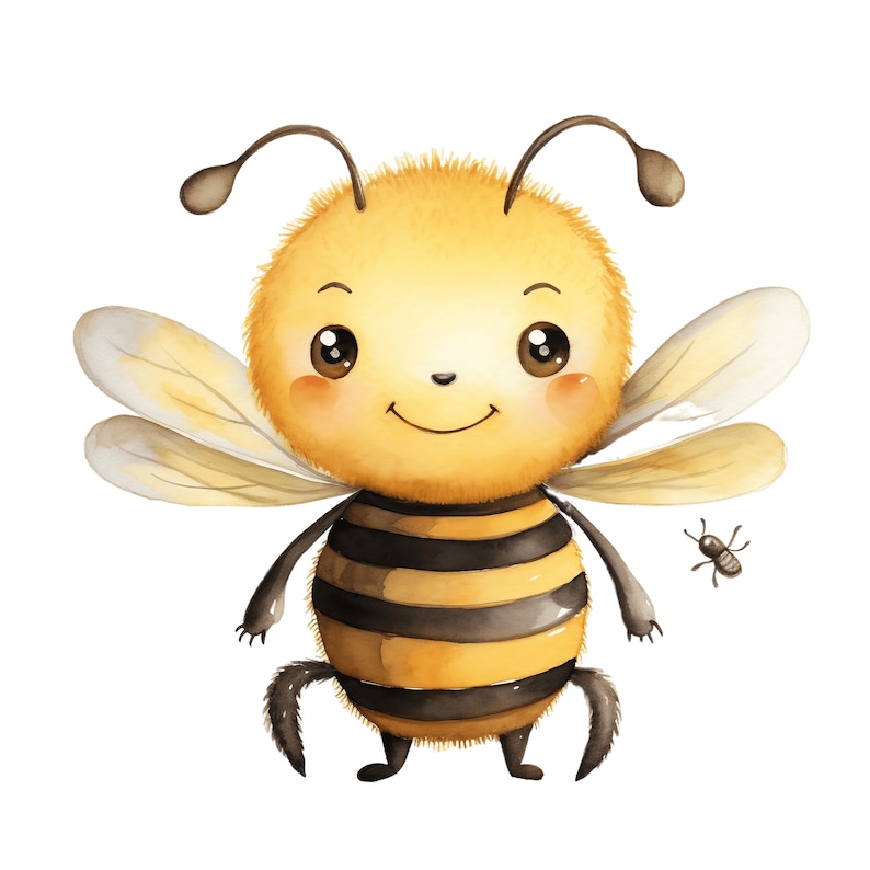 Cute Bee Watercolor, 10 JPGs, Bee JPG Bee Art Bee Digital Bee Animal Digital craft Nursery decor Commercial Licence imagem 9