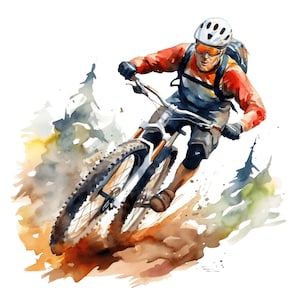 Clipart VTT | 10 JPG | VTT saut d'obstacles, VTT racer, DirtBike imprimable aquarelle clipart Téléchargement numérique, créations en papier, journaux intimes
