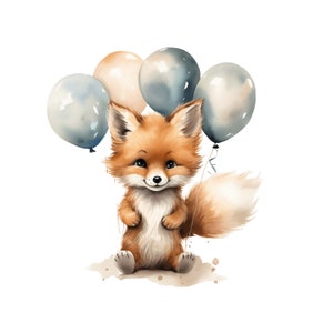 Renard anniversaire Clipart | 10JPG | Mignon renard joyeux anniversaire JPG Bundle renard bébé douche anniversaire Invitation pépinière décor