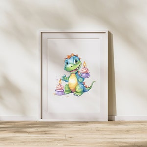 Dinosaurs Watercolor Clipart | 10 Dino Baby Showers Transparent PNG, Digital download | Nursery, Kids Wall Art, T-Rex, Baby Dinosaurs