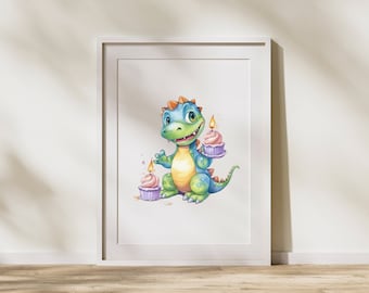 Dinosaurs Watercolor Clipart | 10 Dino Baby Showers Transparent PNG, Digital download | Nursery, Kids Wall Art, T-Rex, Baby Dinosaurs