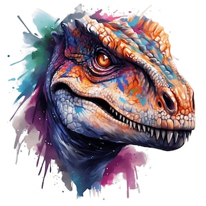 Colorful Dinosaur Clipart Nursery Wall Art, Watercolor Dinosaur, Digital Planner, Junk Journal, Children Clipart Cool Dino