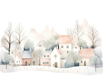 Watercolor Winter Clipart | 10 JPGs | Winter Clipart Commercial Use Digital Download Christmas Clipart Holiday Clipart Christmas II.