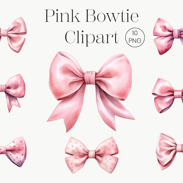 Pink Bowtie Clipart | 10 High Quality PNG | Bowtie PNG, Baby Girl Clipart, Bowtie Bundle, Girl Baby Shower, Digital Download, Nursery Art