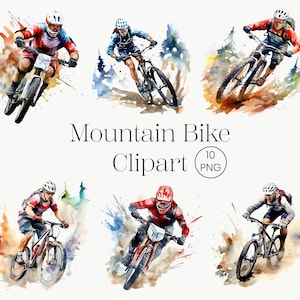Mountainbike Clipart, 10 PNG PNG PNGSchneider Aquarell Clipart, digitaler Download, Papiermodell, Zeitschriften