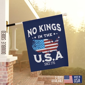 No Kings in America Protest Flag Garden flag, No kings day protest Porch Banner, Political Decor, Patriotic Outdoor Sign, Liberal Activist