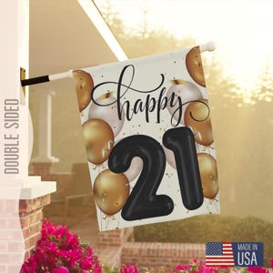 21. Geburtstag Gartenfahne, Geburtstagshof-Zeichen, Geburtstagsfahne, Geburtstagsfahne, Geburtstagsparty-Fahne, Gartendekoration Willkommensschild