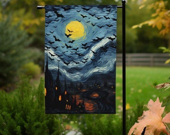 Fall Garden flag, Spooky outdoor Halloween garden flag, Autumn yard flag, Fall Welcome flag, Hello fall garden flag