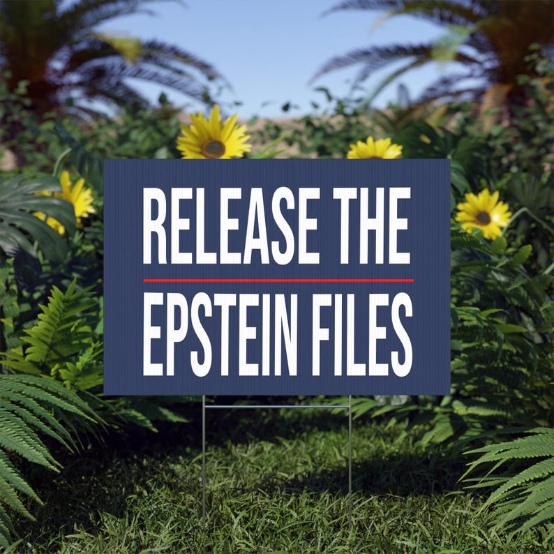 Release the Epstein Files - Protest Sign, Yard Decoration, Political Statement, Rally Banner, Home Decor, Patriotic Lawn Sign image 7