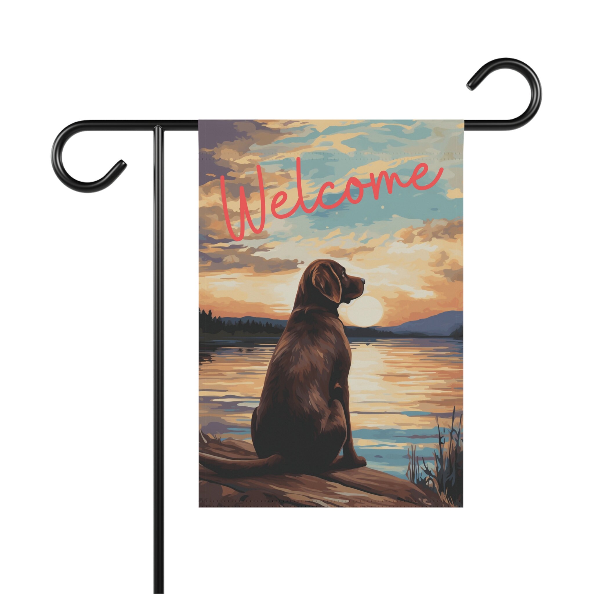 Chocolate Lab Garden Flag, Outdoor Lake Garden Flag With Golden, Summer