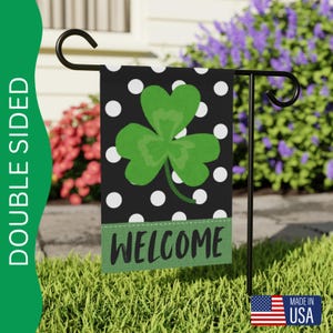 Lucky Garden Flag, St. Patricks Day Clover Porch Decoration, House Banner, Welcome Flag, Outdoor Yard Art, Decorative Garden Sign