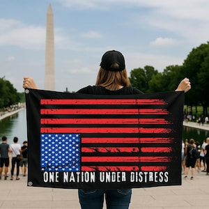 One Nation Under Distress Upside down Double Sided Protest Flag, Activism Political Banner, Resistance Social Justice Home Garden Decoration