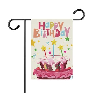 Happy Birthday Garden flag, Birthday yard sign, Outdoor Birthday banner, Cute Birthday Flag, Birthday party flag, Garden decor, Welcome sign