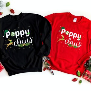 Santa Clause Sweatshirt, Poppy Sweatshirt, Christmas Sweatshirt, Red Sweatshirt, Black Sweatshirt, Holiday Sweatshirt