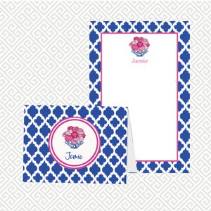 Personalized Peonies Stationery: Chinoiserie Notecards & Notepad