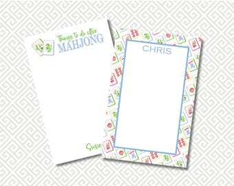 Mahjong Notepad Personalized: Mahjong Gift Stationery