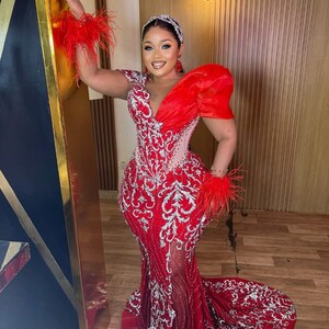 African Wedding Reception Dress, Prom Dress with Corset, Mermaid Evening Dress, Corset Evening Dress Y1459 main image 1