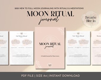 Printable Moon Ritual Journal: Lunar Phase Tracker, Grimoire Pages (PDF Download A4/A5)