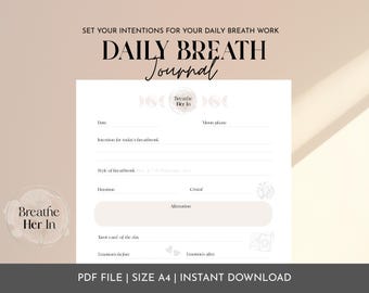Self-Care Journal Page: Printable Breathing Tracker for Peaceful Moments