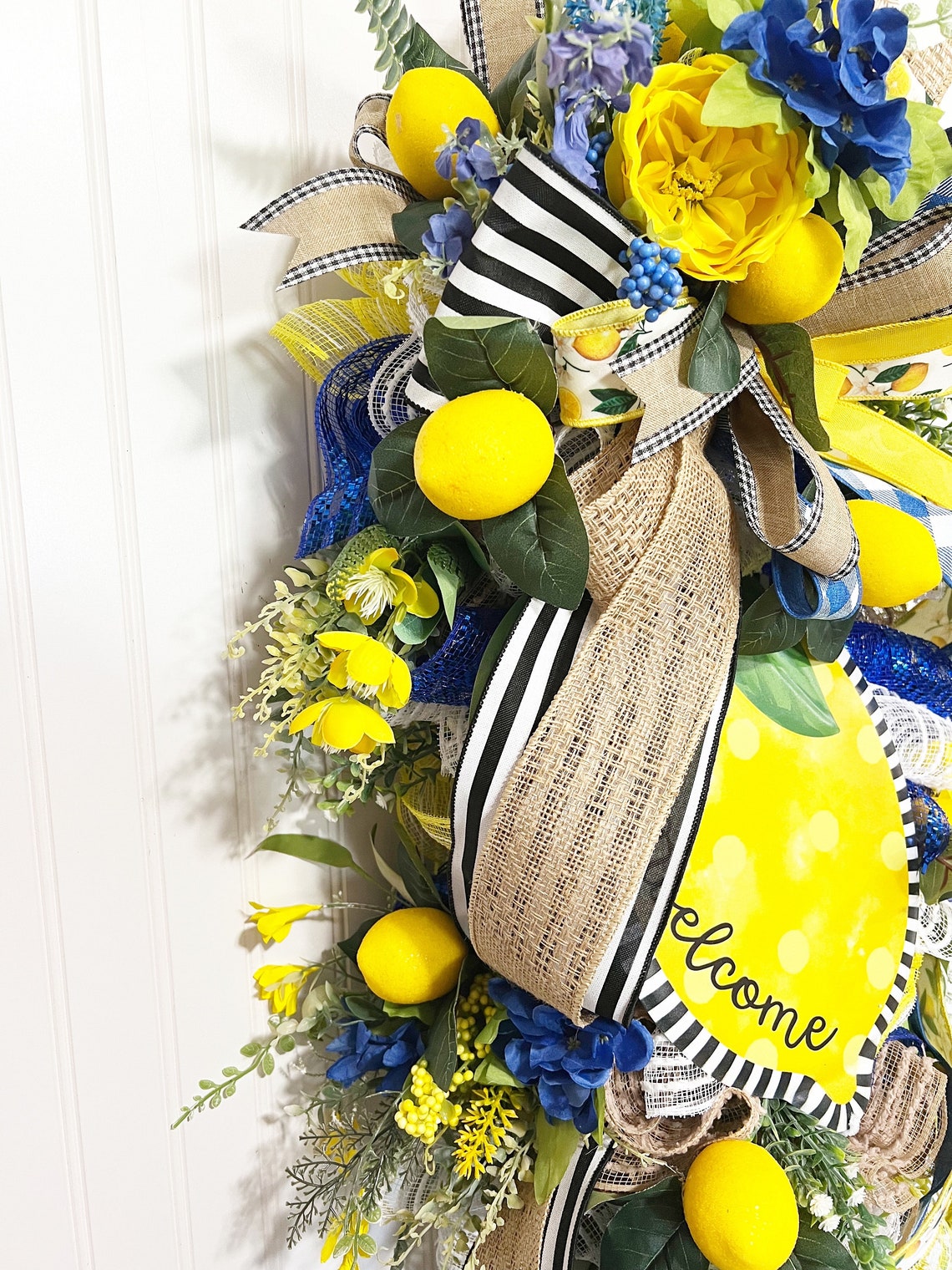 Artificial Flower Swag, Spring Lemon Fruit Garland, Rustic