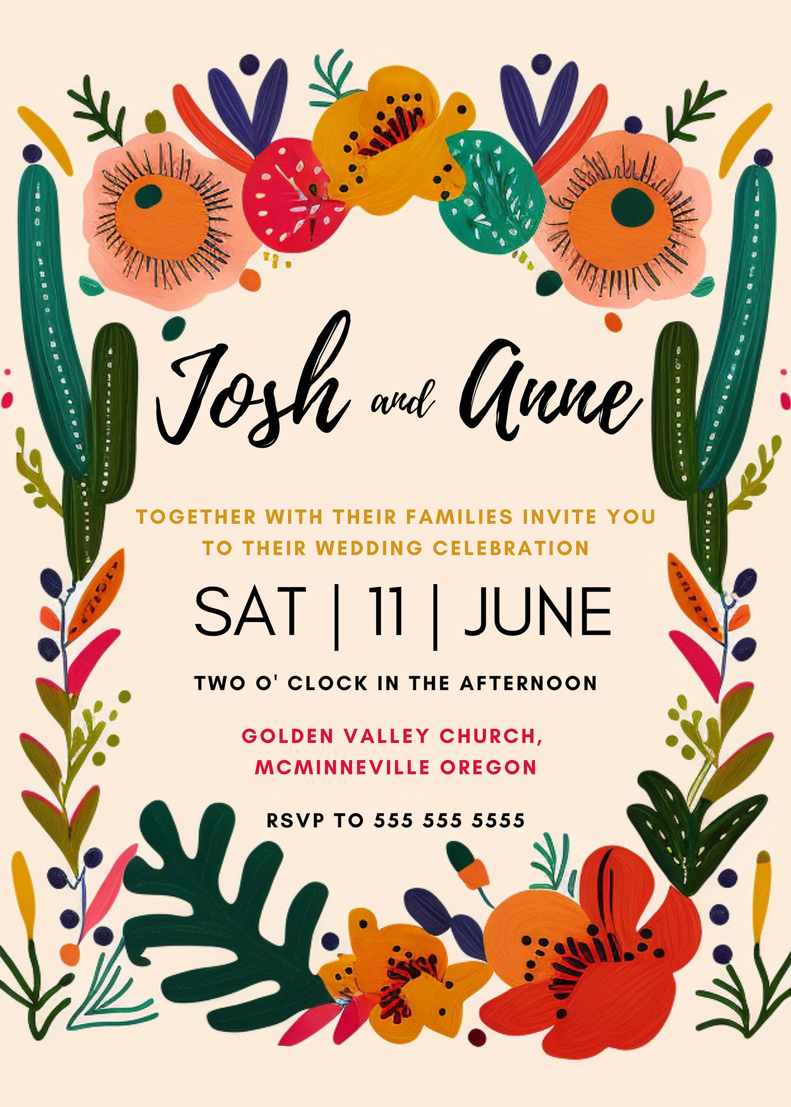 Editable Digital Invitation Template Fiesta Design Bold Colors Red ...
