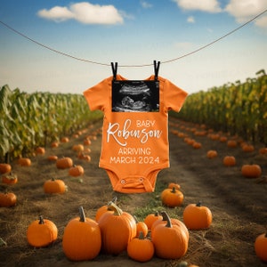 Fall Digital Pregnancy Announcement, Fall Social Media Baby Reveal, Pumpkin Patch, Autumn Digital Pregnancy Announcement, Editable Template