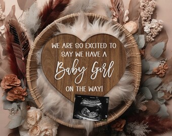 It's A Girl Digital Pregnancy Announcement, A Little Sister On The Way, Social Media Reveal Email Text, Boho Digital Pregnancy Announcement