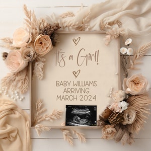 It&#39;s A Girl Digital Pregnancy Announcement, A Baby Girl On The Way, Social Media Reveal Email Text, Boho Digital Pregnancy Announcement