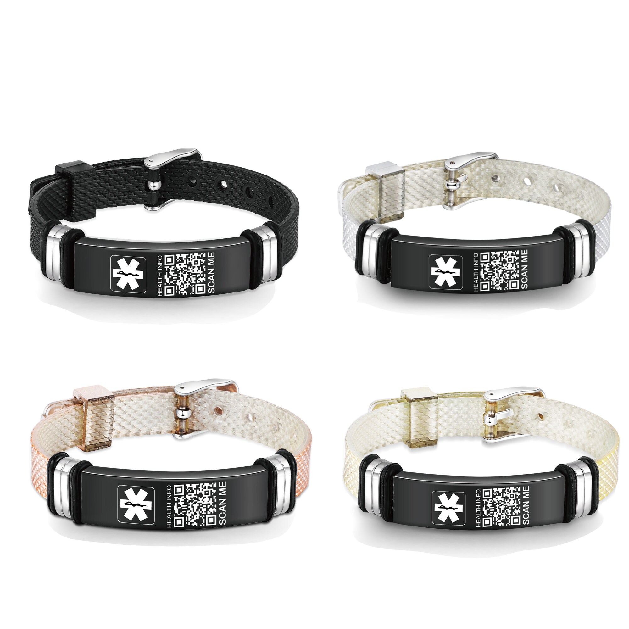 Personalized QR Code Medical Alert Bracelet,medical ID Bracelets,custom