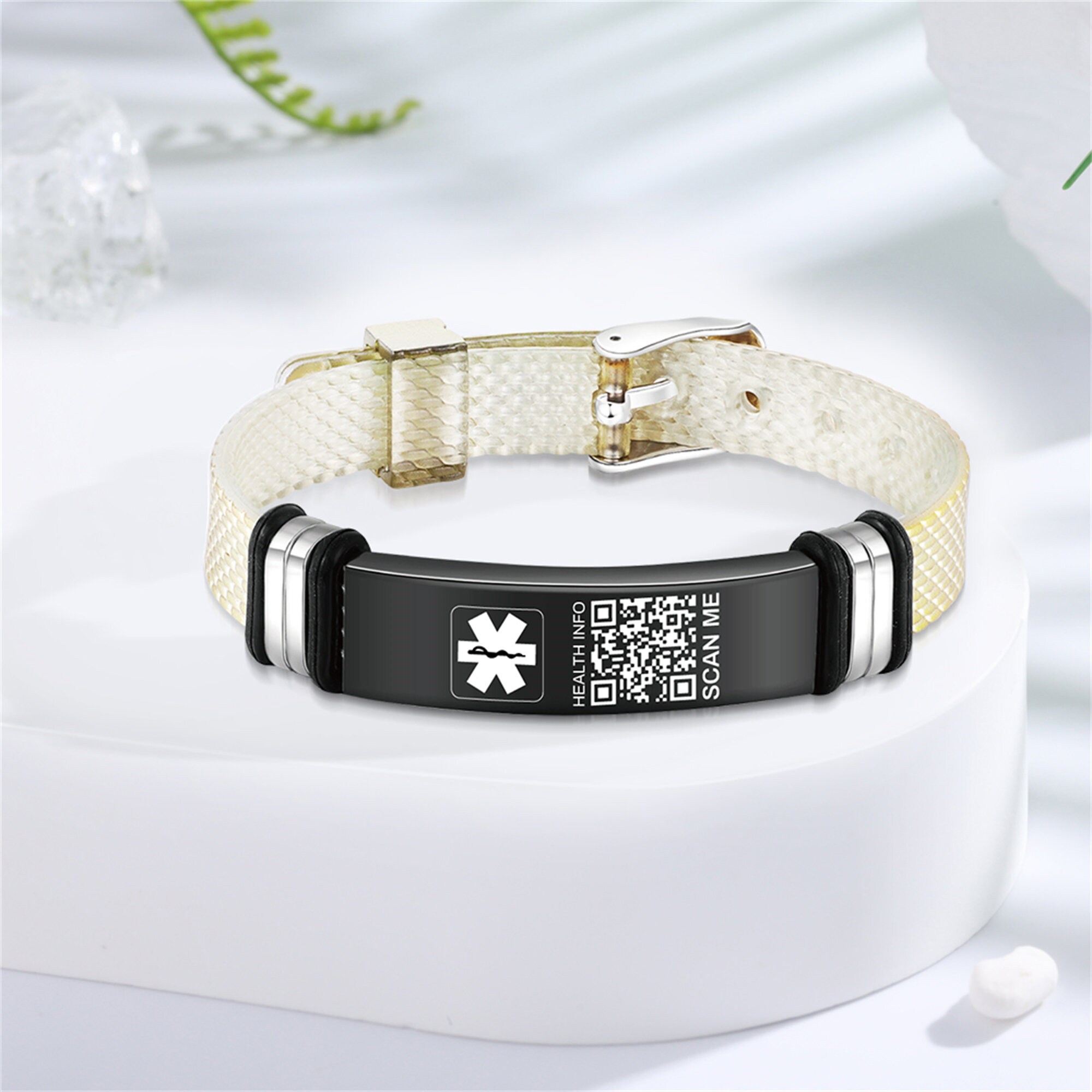 Personalized QR Code Medical Alert Bracelet,medical ID Bracelets,custom