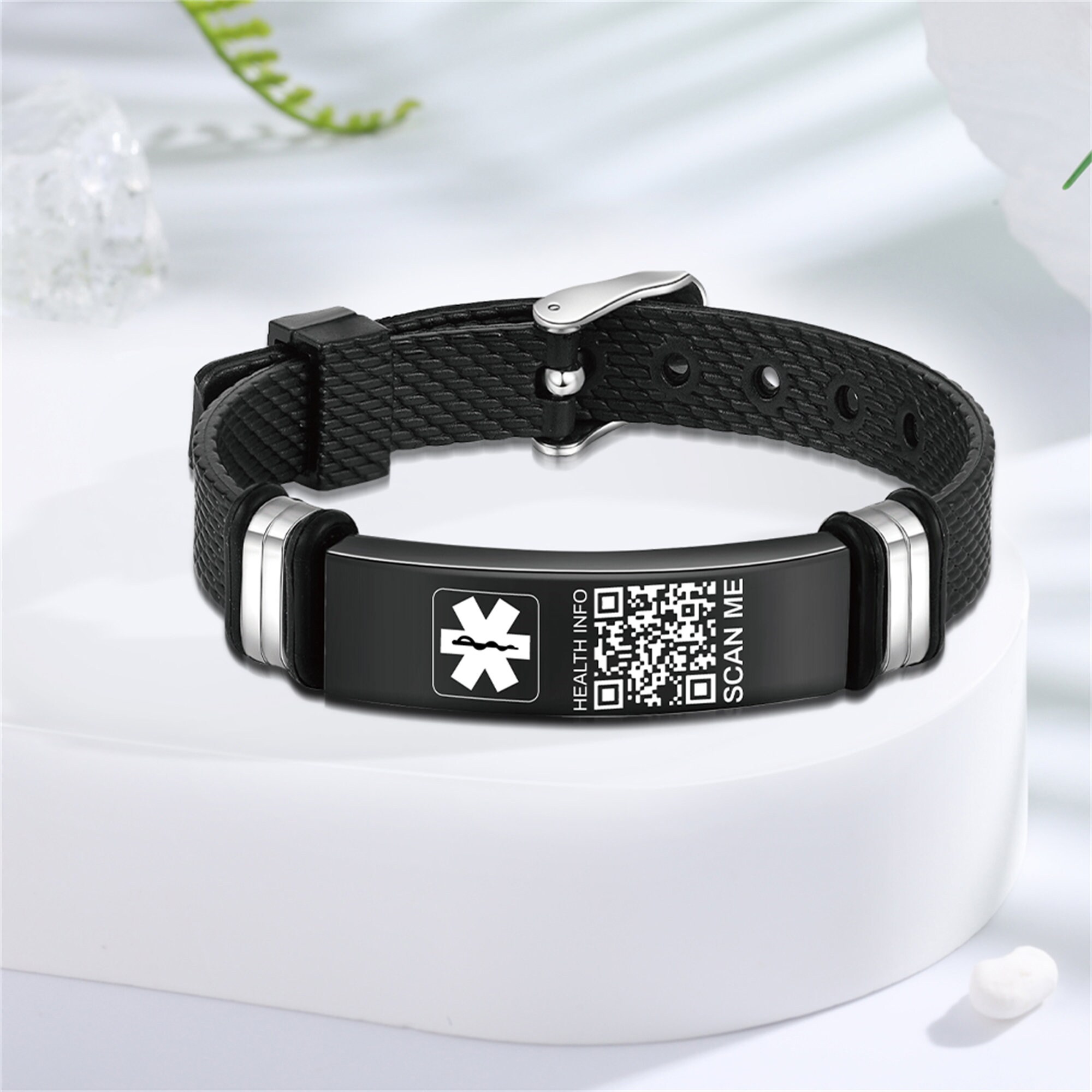 Personalized QR Code Medical Alert Braceletmedical ID Etsy