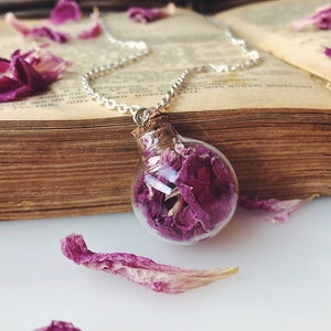Peony petals necklace, Real peony flower jewelry, Pink necklace, Bridesmaid necklace, Bridal Pink peony pendant, Botanical, Wedding peony