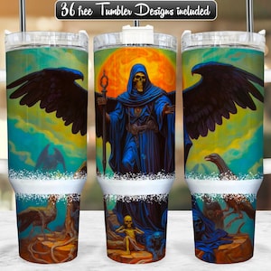 Reaper 40oz Tumbler Wrap PNG Design, Reaper 40oz Quencher Tumbler Sublimation Wrap, 40 oz Tumbler PNG, Instant Download