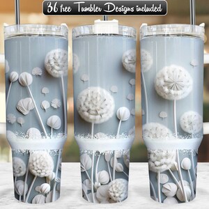 Dandelion 40oz Tumbler Wrap PNG Design, Dandelion 40oz Quencher Tumbler Sublimation Wrap, 40 oz Tumbler PNG, Instant Download