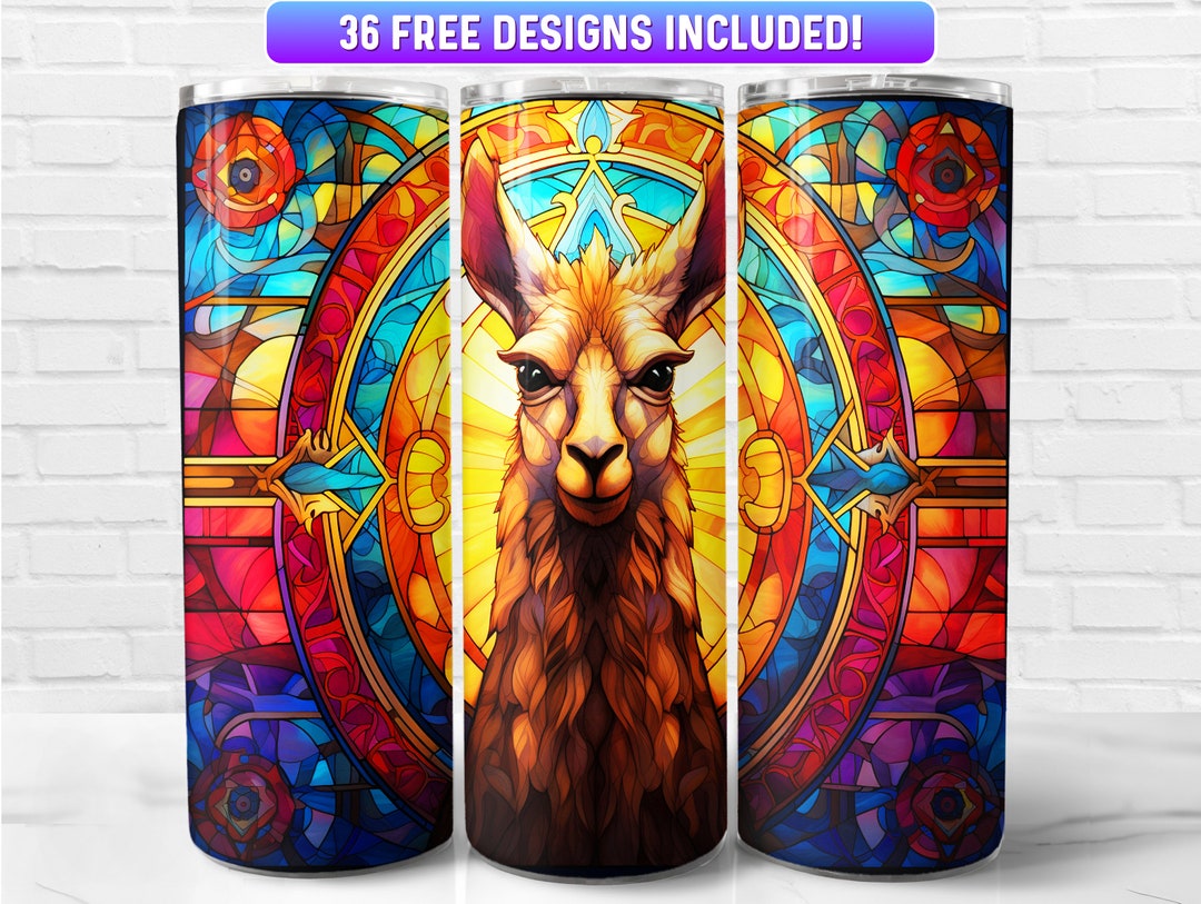 Stained Glass Llama Tumbler Wrap PNG Design Llama 20oz & 30oz Etsy
