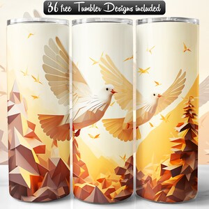 Dove Bird Tumbler Wrap PNG Design, Dove 20oz & 30oz Skinny Tumbler Sublimation (+36 Free Designs)