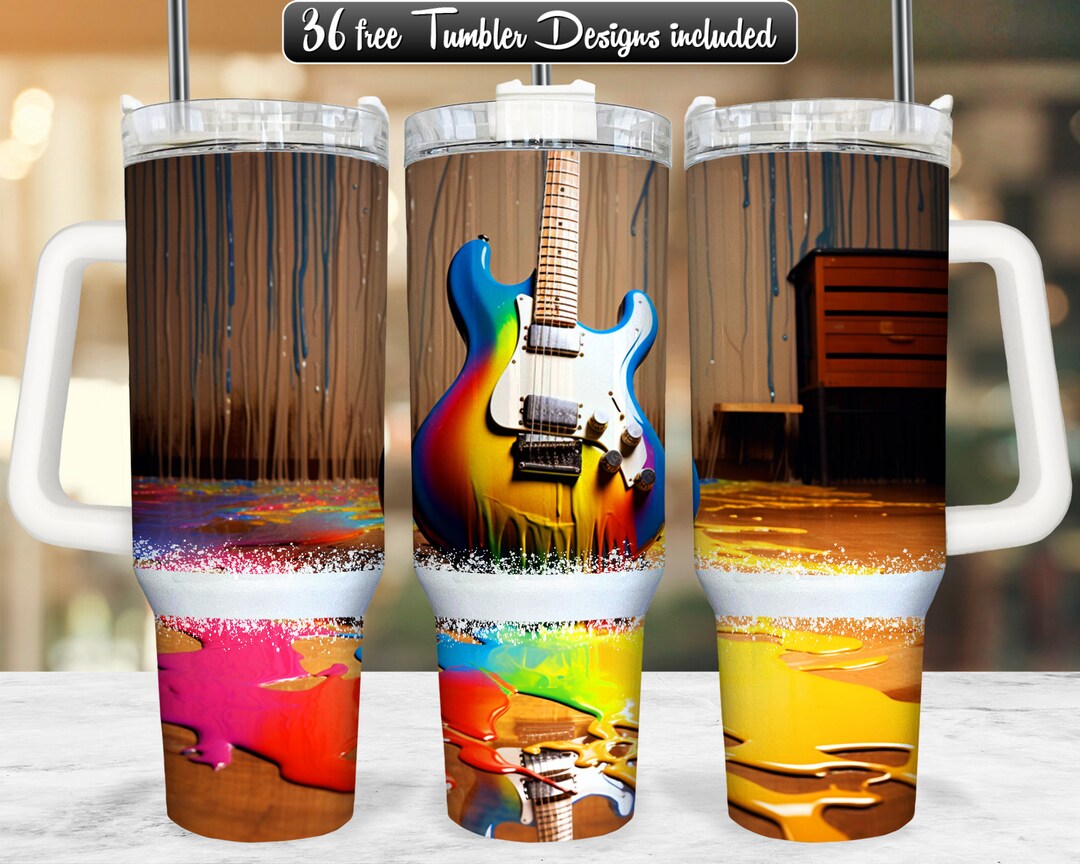 Guitar 40oz Tumbler Wrap PNG Design, Guitar 40oz Quencher Tumbler ...