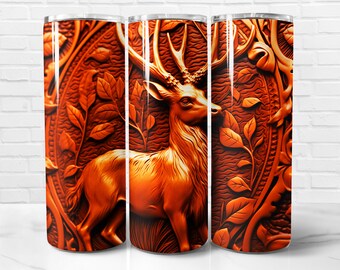 3d Deer Tumbler Wrap PNG Design, Deer 20oz & 30oz Skinny Tumbler Sublimation, Instant Download (+36 Free Designs)