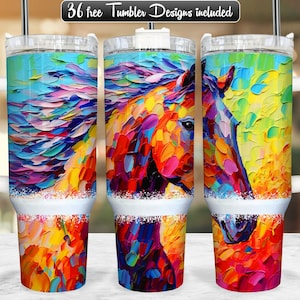 Horse 40oz Tumbler Wrap PNG Design, Horse 40oz Quencher Tumbler Sublimation Wrap, 40 oz Tumbler PNG, Instant Download