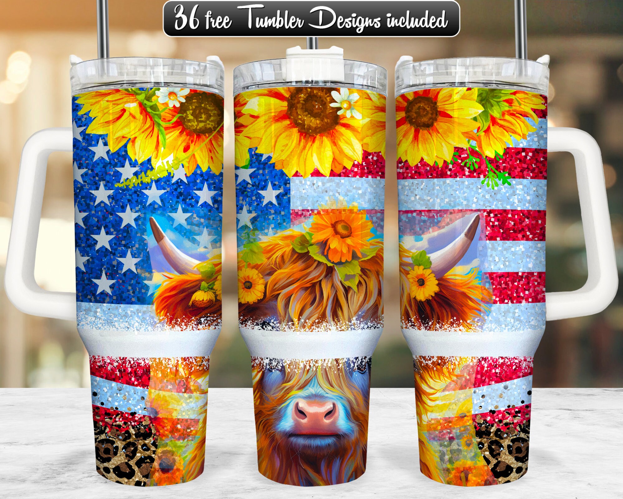 Highland Cow 40oz Tumbler Wrap PNG Design, Highland Cattle 40oz ...