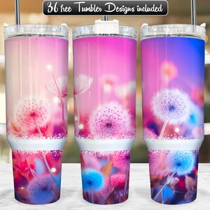 Dandelion 40oz Tumbler Wrap PNG Design, Dandelion 40oz Quencher Tumbler Sublimation Wrap, 40 oz Tumbler PNG, Instant Download