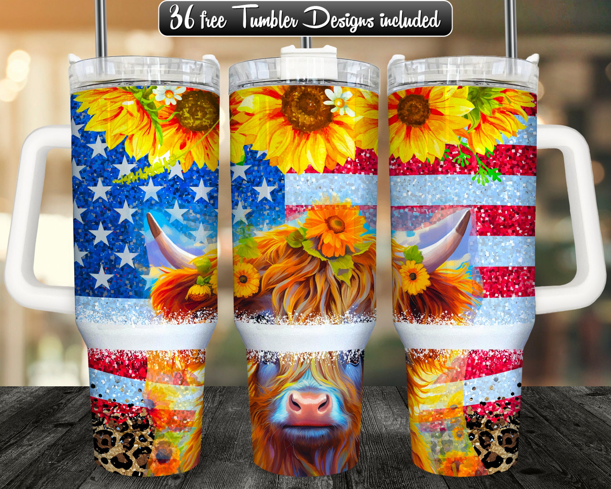 Highland Cow 40oz Tumbler Wrap PNG Design, Highland Cattle 40oz ...