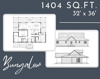 Bungalow Concept Plan 1404 sq.ft. 32’-0” x 36’-0” - 3 bedroom + 3 bathroom