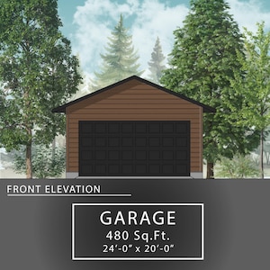 45 m² Garagenkonzeptplan 24 &#39;x 20&#39;-0 ”- 1,5 Auto