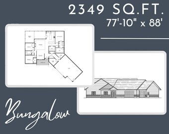 Bungalow Concept Plan 2349 sq.ft. 77’-10” x 88’-0”- 3 bedroom + 2.5 bathroom + attached garage