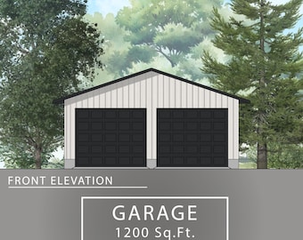Progetto concettuale di un garage da 1200 piedi quadrati, 40' x 30'-0"- 2 auto