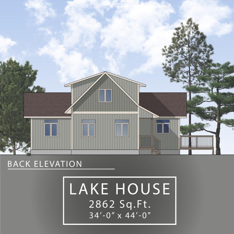 2862 Sq.ft. 2 Story Lakehouse/cottage Concept Plan 34’-0” X 44’-0” - 5 ...