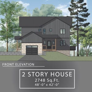 2748 sq.ft. 2 Story House Concept Plan 48’-0” x 42’-0” - 4 bedroom + 4 bathroom + attached garage